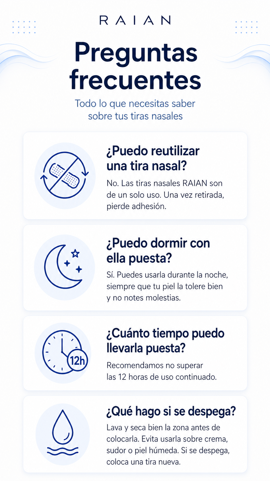 Tiras nasales RAIAN - mensaje de marca